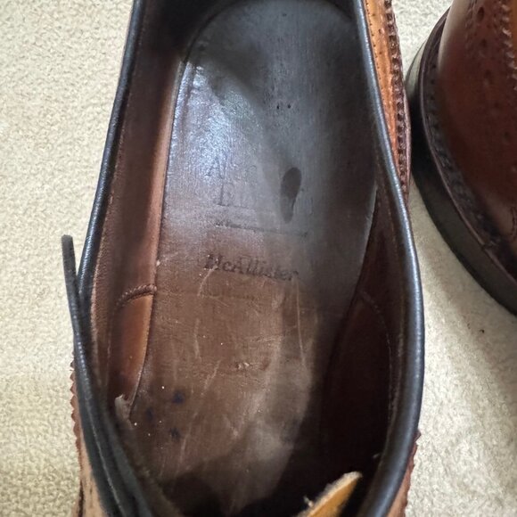 MENS ALLEN EDMONDS WALNUT COLOR MCALLISTER SHOES SIZE 12D, GREAT CONDITION. - Picture 5 of 7